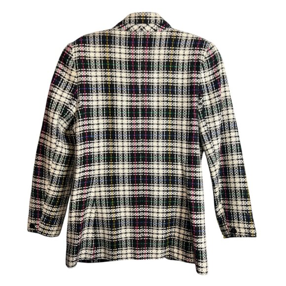 Vintage 80's Tweed Plaid Blazer Jacket - Picture 2 of 8